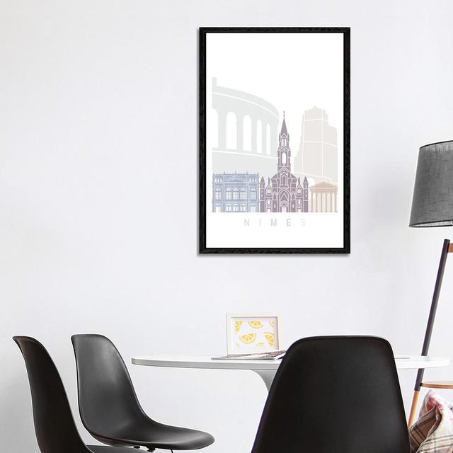 Nimes Skyline Poster Pastel by Paul Rommer - Gallery-Wrapped Canvas Giclée on Canvas Lark Manor Size: 101.6cm H x 66.04cm W x 3.81cm D, Format: Black on Productcaster.