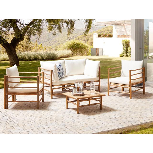 CERRETO Wicker 4 - Person Garden Lounge Set with Cushions Beliani Cushion Colour: White on Productcaster.