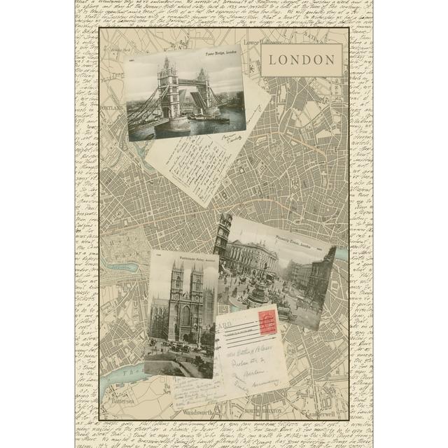 Vintage Map Of London Fleur De Lis Living Size: 122cm H x 81cm W x 3.8cm D on Productcaster.