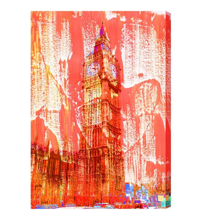 London Crazy Ben Paint Red Graphic Art Wrapped on Canvas East Urban Home Size: 101 cm H x 152 cm W x 4 cm D on Productcaster.