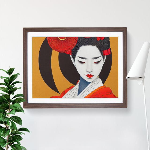 Loving Geisha - Picture Frame Graphic Art Marlow Home Co. Size: 46cm H x 64cm W x 2cm D, Frame Colour: Walnut on Productcaster.