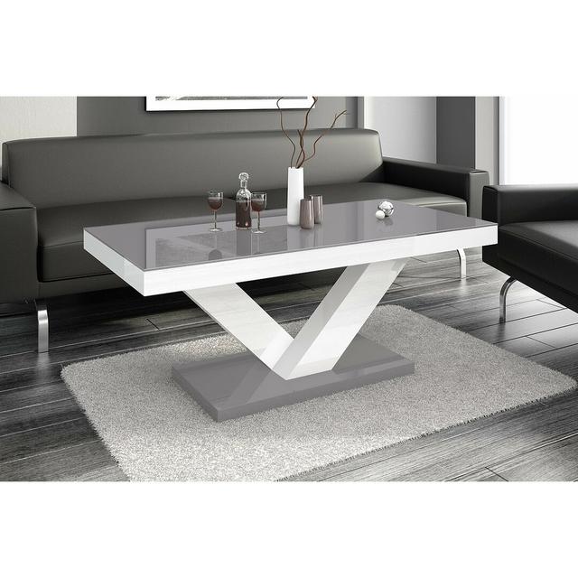 Abramson Coffee Table Ivy Bronx Colour: Grey/High-gloss white on Productcaster.