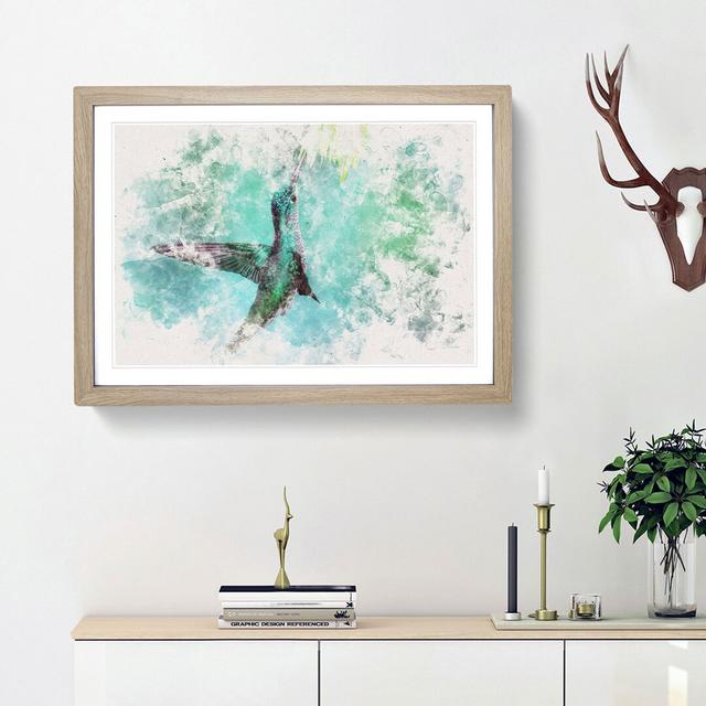 Green Hummingbird - Picture Frame Painting Print East Urban Home Frame Option: Oak Framed, Size: 62cm H x 87cm W x 2cm D on Productcaster.