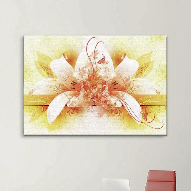 Wedding Graphic Art Print on Canvas in Yellow/Orange East Urban Home Size: 80cm H x 120cm W x 4cm D on Productcaster.