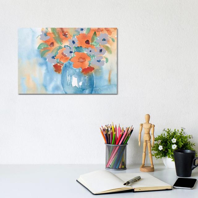 Orange Blue Bouquet by Beverly Dyer - Wrapped Canvas Graphic Art Rosalind Wheeler Size: 20.32cm H x 30.48cm W x 1.905cm D on Productcaster.