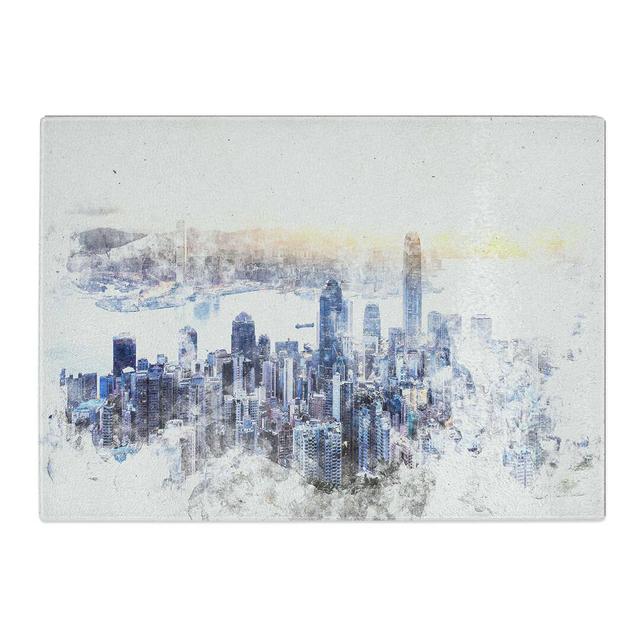 Tempered Glass Hong Kong Skyline in China Chopping Board East Urban Home Size: 20 cm x 28.5 cm on Productcaster.