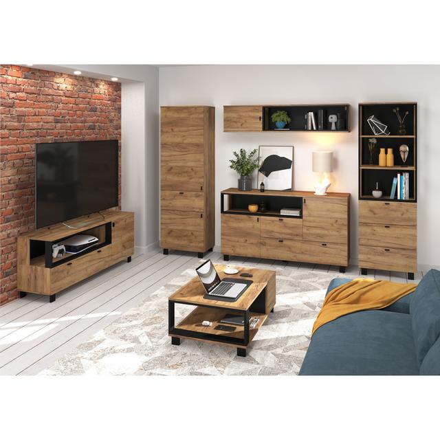 Dowelltown TV Stand for TVs up to 65" Latitude Run Colour: Craft Gold/Black on Productcaster.