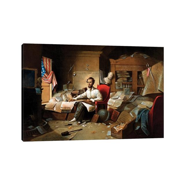 Restored Civil War Print Of President Lincoln Writing The Emancipation Proclamation - Wrapped Canvas Painting ClassicLiving Size: 20.32cm H x 30.48cm on Productcaster.