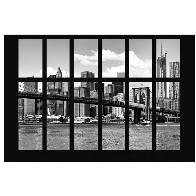 Window on New York Brooklyn Bridge II 3.2m x 4.8m Textured Matt Peel & Stick Wall Mural East Urban Home Material quality: Premium (150g/m²), Size: 3.3 on Productcaster.