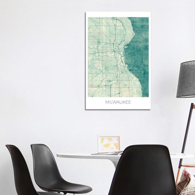 Milwaukee Vintage Urban Blueprint Map by Hubert Roguski - Wrapped Canvas Print Borough Wharf Size: 101.6cm H x 66.04cm W x 3.81cm D on Productcaster.