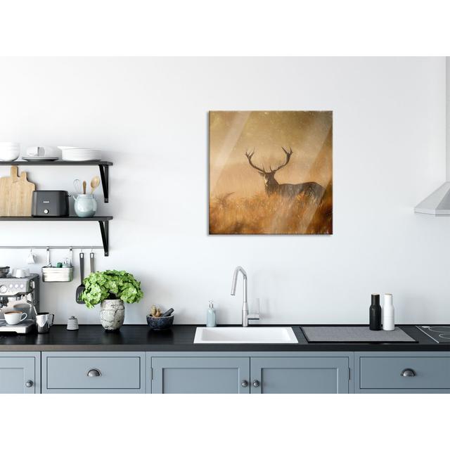 Red Deer Stag In The Mist - No Frame Painting on Glass Union Rustic Size: 70cm H x 70cm W x 0.4cm D on Productcaster.