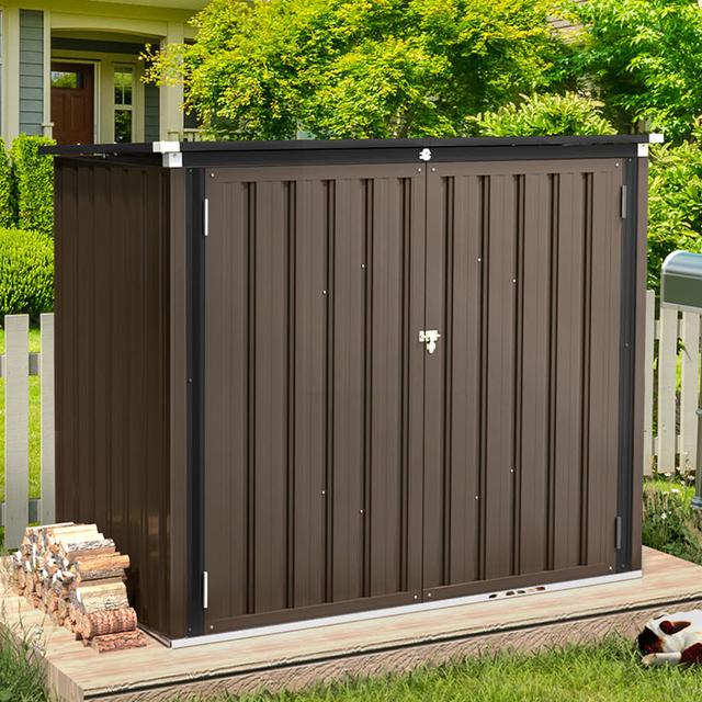 Britza 5 ft. W x 2.6 ft. D Metal Shiplap Pent Garbage Shed Dakota Fields Siding Colour: Brown on Productcaster.