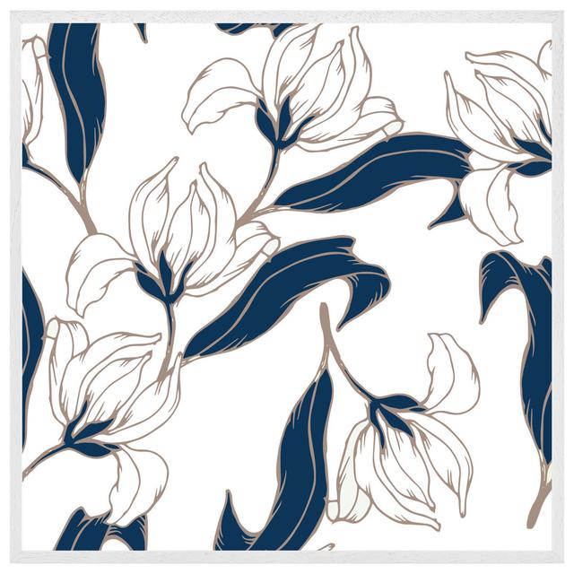 Coplay White Flowers - Print ClassicLiving Size: 76cm H x 76cm W x 4cm D, Format: White Framed on Productcaster.