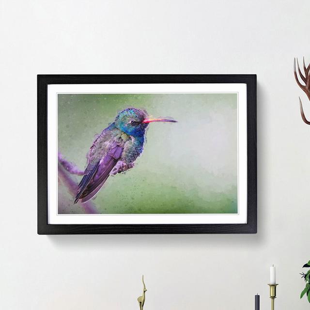 Broad-Billed Hummingbird in Abstract - Picture Frame Graphic Art Print East Urban Home Frame Option: Black Framed, Size: 48cm H x 65cm W x 2cm D on Productcaster.