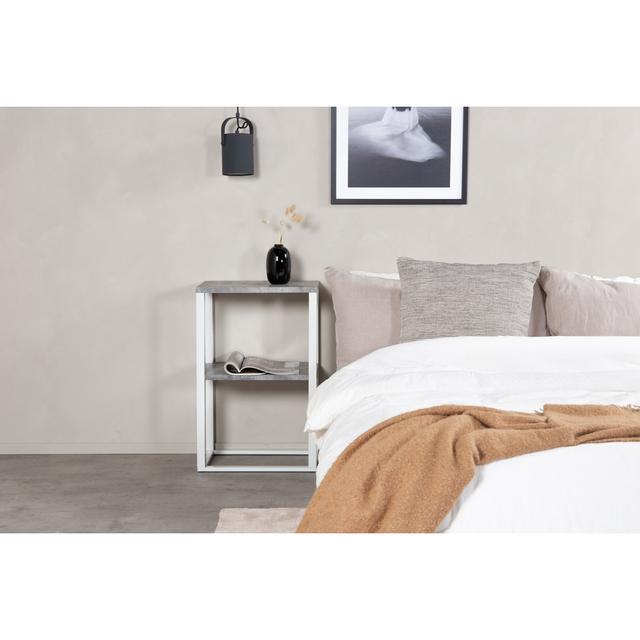 Karien Bedside Table 17 Stories Colour (Top): Concrete, Base Colour: White on Productcaster.