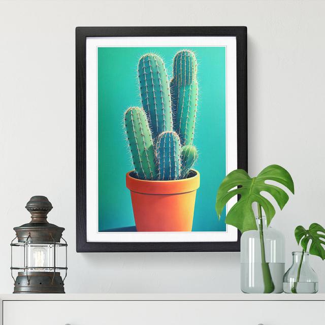 Cactus Cacti Potted Natur Pur Size: 64cm H x 46cm W x 2cm D, Format: Walnut Framed on Productcaster.