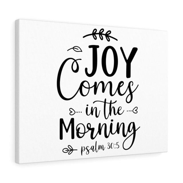 Joy Comes in the Morning - Wrapped Canvas Typography Blue Elephant Size: 61cm H x 76cm W on Productcaster.