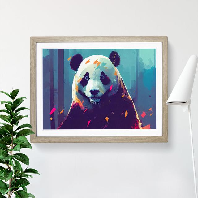 XH1022-6779X Panda Painting Vol.2 Abstract - Single Picture Frame Print Alpen Home Size: 46cm H x 64cm W x 2cm D, Frame Colour: Oak on Productcaster.