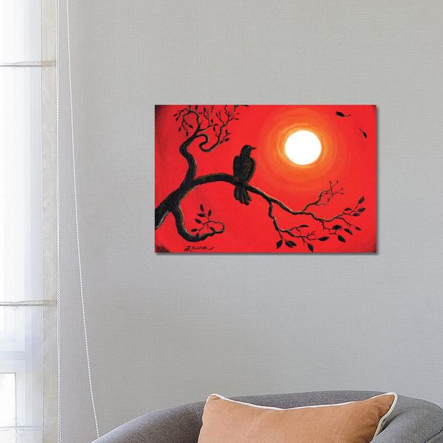 Raven In Red by Laura Iverson - Wrapped Canvas Print Marlow Home Co. Size: 45.72cm H x 66.04cm W x 1.91cm D on Productcaster.