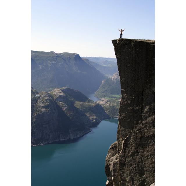 Emrich Cliff in Norway Fjord - Wrapped Canvas Photograph House of Hampton Size: 91cm H x 61cm W x 3.8cm D on Productcaster.