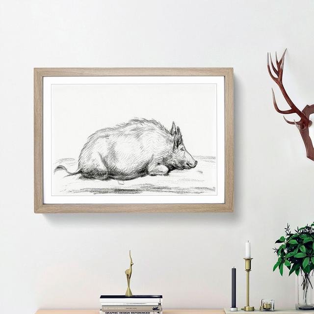 Sketch of a Pig by Jean Bernard - Picture Frame Drawing Print East Urban Home Size: 48cm H x 65cm W x 2cm D, Frame Option: Oak Framed on Productcaster.