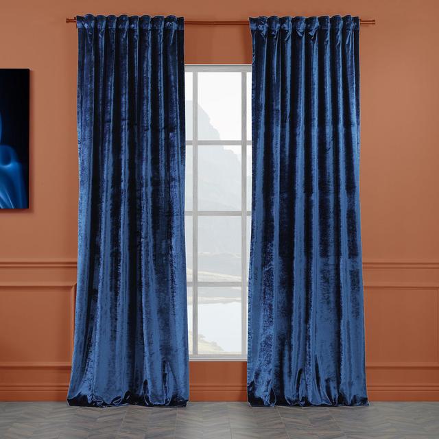 100% Blackout Thermal Extra Long & Extra Wide Shiny Velvet Decorative Curtain Panel Lilijan Home & Curtain Panel Size: 140cm Width x 450cm Drop, Curta on Productcaster.