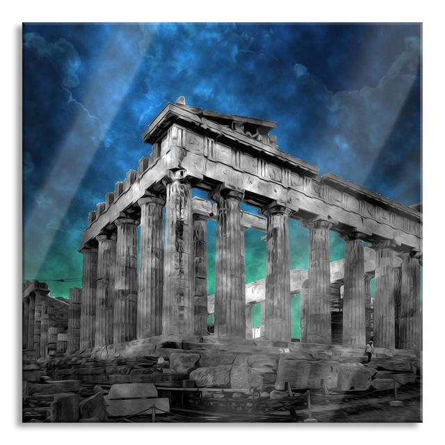 Glasbild Propyläe von Akropolis in Athen Ebern Designs Größe: 70 cm H x 70 cm B x 0,4 cm T on Productcaster.