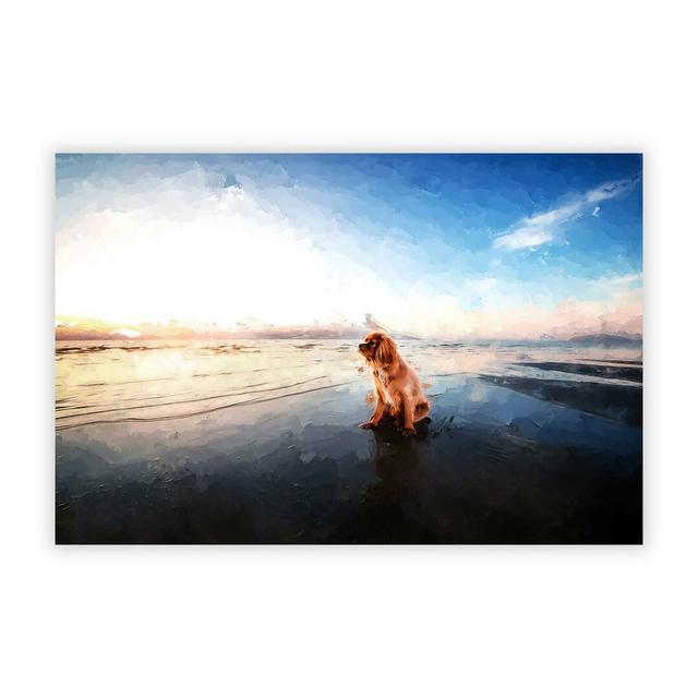 King Charles Spaniel Upon The Beach - No Frame Painting East Urban Home Size: 42 cm H x 59.4 cm W on Productcaster.