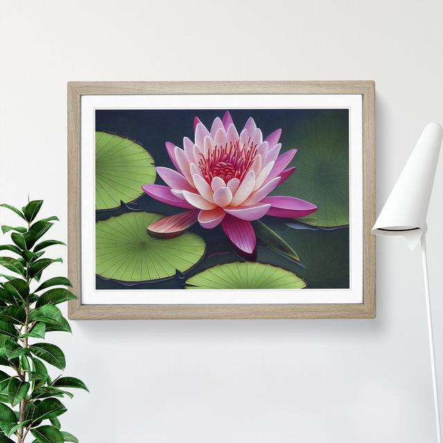 Watercolour Water Lily Flower Vol.2 - Picture Frame Graphic Art Marlow Home Co. Size: 34cm H x 46cm W, Format: Oak on Productcaster.