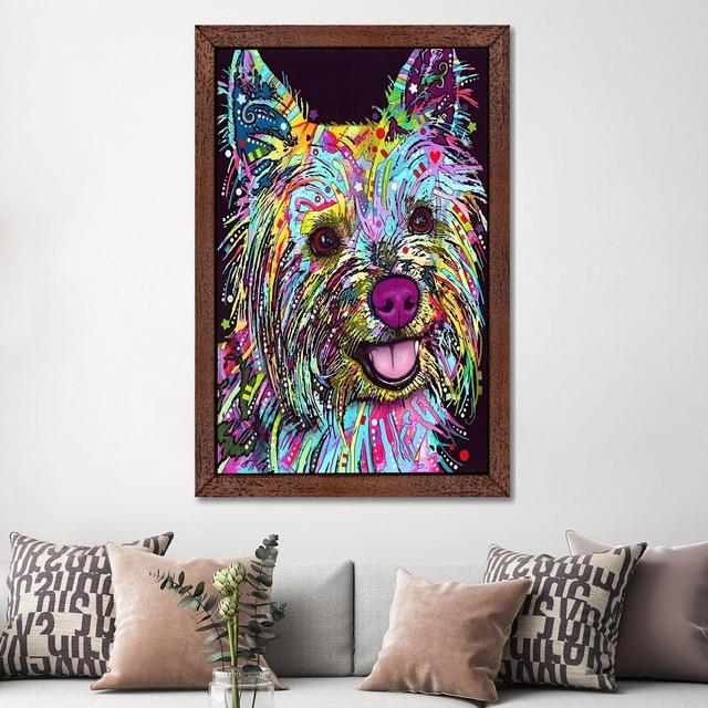 Yorkie by Dean Russo - Floater Frame Print on Canvas Ebern Designs Frame Option: Brown, Size: 152cm H x 102cm W x 4cm D on Productcaster.