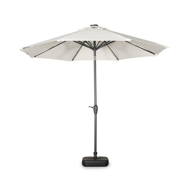 2.7m Round Centre Pole Parasol With Integrated Led Lights Dakota Fields Fabric Colour: Off White on Productcaster.