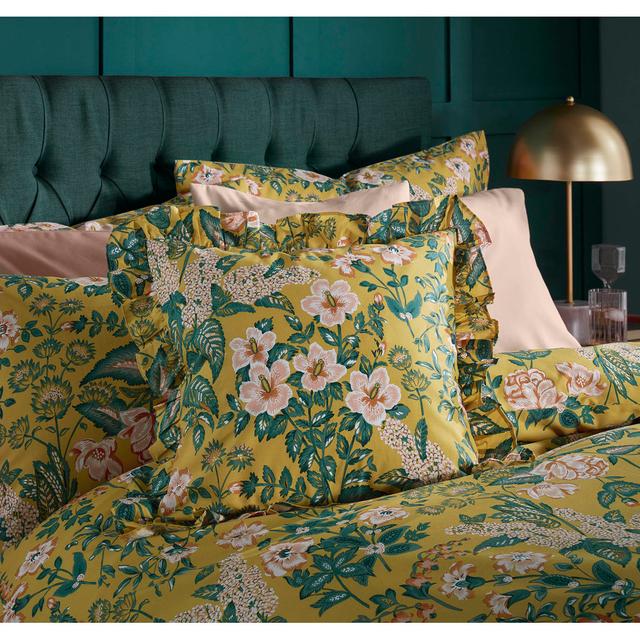 Cotswold Floral Floral Square Throw Cushion Amanda Holden Colour: Ochre on Productcaster.