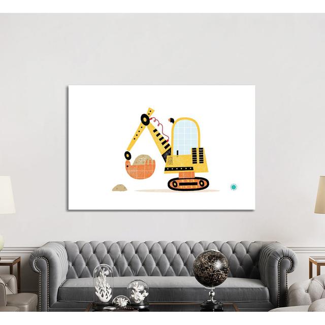 Excavator by PaperPaintPixels - Wrapped Canvas Print Isabelle & Max Size: 101.6cm H x 152.4cm W x 3.81cm D on Productcaster.