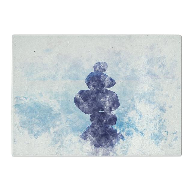 Tempered Glass Balancing Zen Stones upon a Lake Watercolour Chopping Board East Urban Home Size: 28.5 cm x 39 cm on Productcaster.