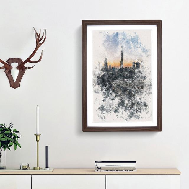 Skyline in Dubai - Picture Frame Graphic Art Print East Urban Home Size: 63cm H x 45cm W x 2cm D, Frame Option: Walnut Framed on Productcaster.