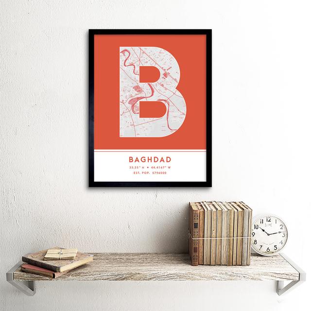 Baghdad Iraq City Map Orange - Picture Frame Typography Wee Blue Coo on Productcaster.