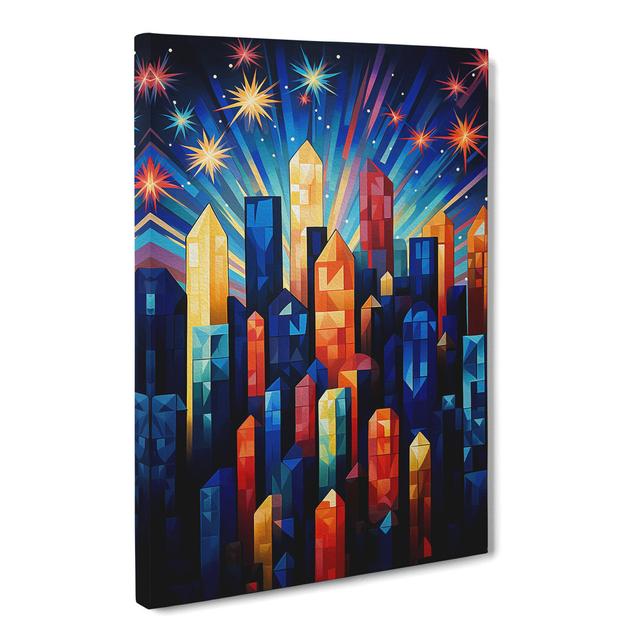 Fireworks Cubism - Wrapped Canvas Art Prints 17 Stories Size: 50cm H x 35cm W x 3cm D on Productcaster.