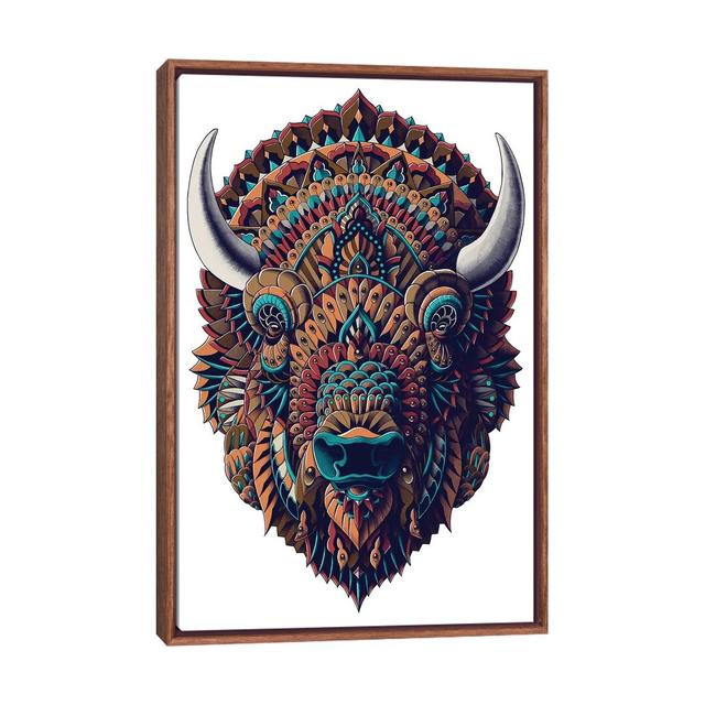 Bison in Color I by Bioworkz - Graphic Art Print on Canvas World Menagerie Format: Classic Brown Wood Framed, Size: 66.04cm H x 45.72cm W x 3.81cm D on Productcaster.