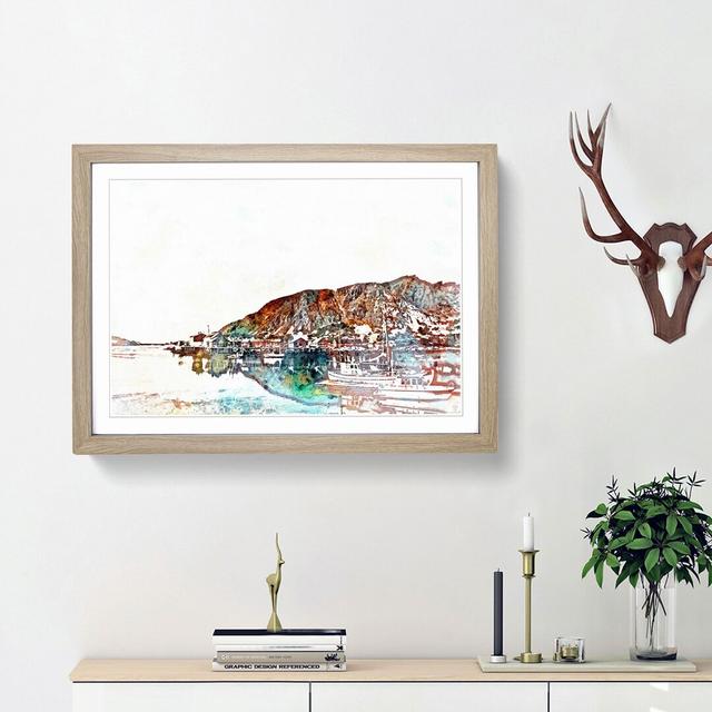 Docked Boats in Ballstad Norway in Abstract - Picture Frame Painting Print East Urban Home Frame Option: Oak Framed, Size: 36cm H x 48cm W x 2cm D on Productcaster.