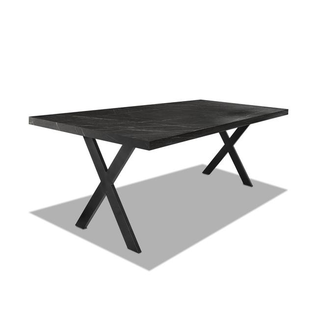 Esstisch Avash Brambly Cottage Farbe des Tischgestells: schwarz, Farbe der Tischplatte: Dunkler Marmor, Größe: 76cm H x 220cm L x 100cm B on Productcaster.