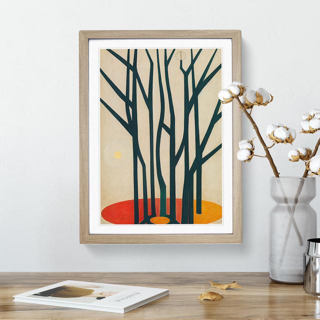 Bold Tree No.4 - Print Metro Lane Matte Colour: White, Size: 36cm H x 27cm W x 2cm D, Format: Oak Framed on Productcaster.