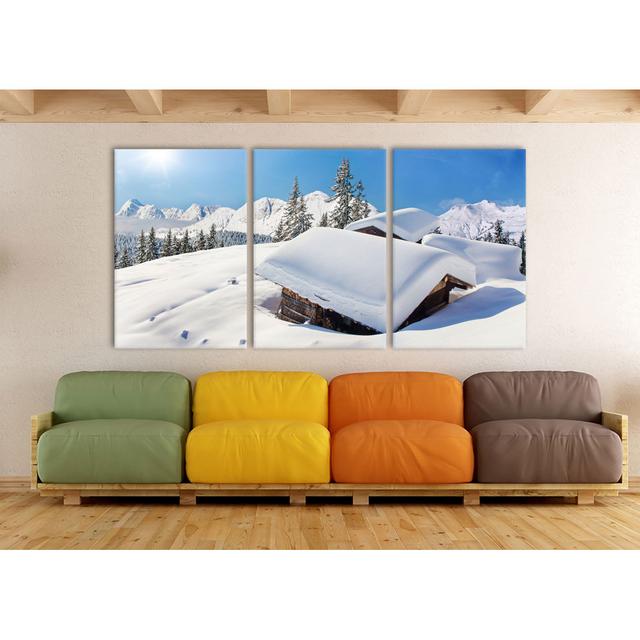 Mountain Huts in the Alps 3-Piece Photograph Set on Canvas East Urban Home Size: 120cm H x 240cm W on Productcaster.