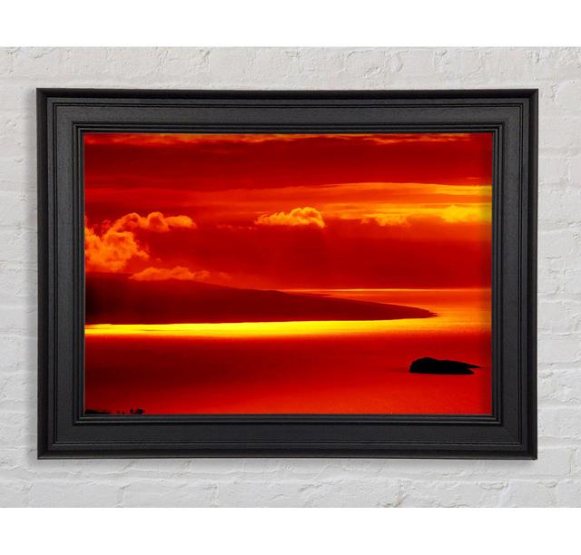 Orange Ocean Glow Framed Print Wall Art House of Hampton Size: 21cm H x 42cm W x 8cm D, Format: Black Framed Paper on Productcaster.