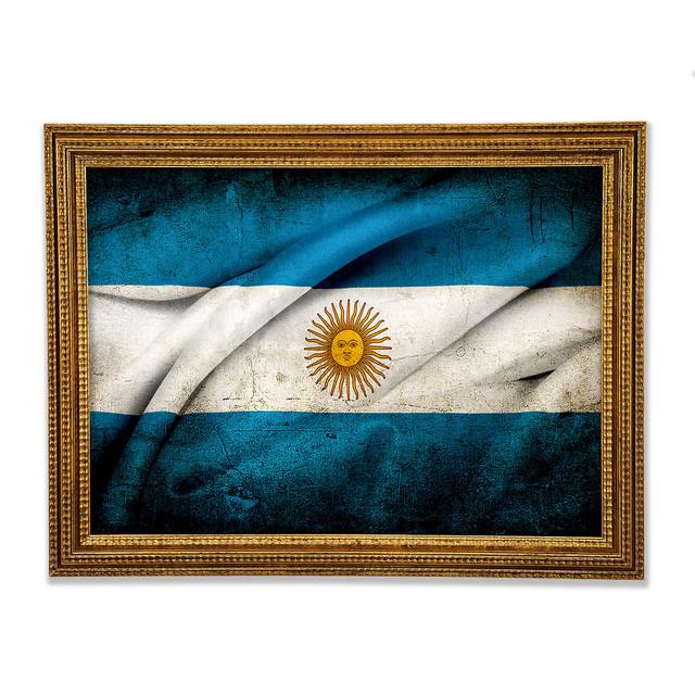 Argentinien Sonnenflagge - Einzelner Bilderrahmen Kunstdrucke Ebern Designs Größe: 59,7 cm H x 84,1 cm B x 3 cm T on Productcaster.