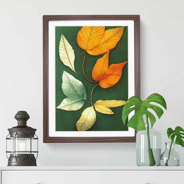 Creative Leaves - Single Picture Frame Painting Marlow Home Co. Size: 46cm H x 34cm W x 2cm D, Frame Colour: Brown Framed on Productcaster.