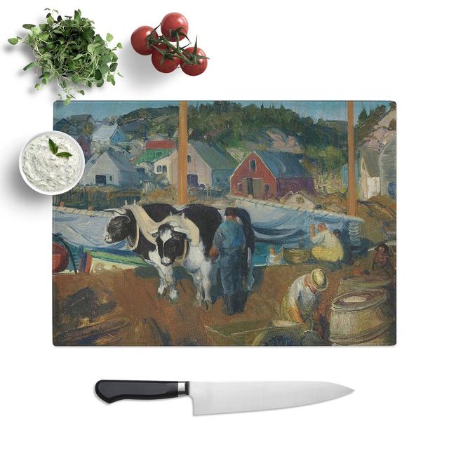 Ox Team, Matinicus Wharf by George Bellows Chopping Board East Urban Home Size: 0.4cm H x 28.5cm W x 39cm L on Productcaster.