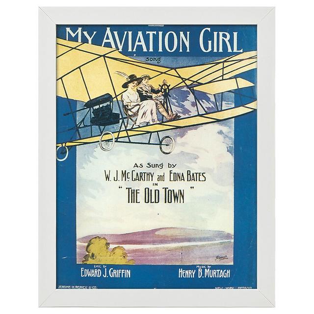 Vintage Music Cover My Aviation Girl - Decorative Art Print, Wall Art Decor Maturi Frame Option: White on Productcaster.