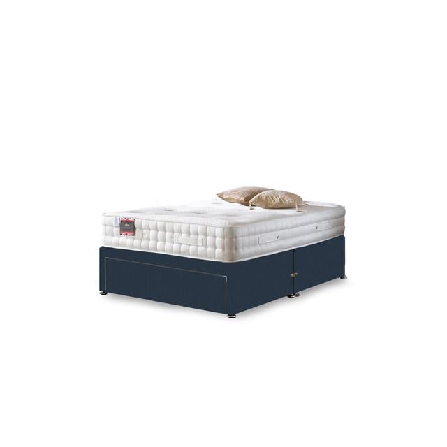 Arlette Reflex Foam Divan Bed Set Fairmont Park Colour: Midnight Blue Linen, Storage Type: No Storage, Size: Single (3') on Productcaster.