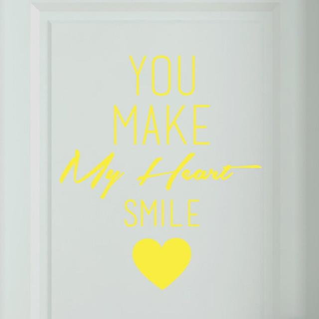 You Make My Heart Smile Door Room Wall Sticker Happy Larry Colour: Bright Yellow on Productcaster.