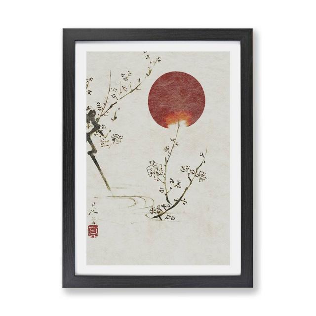 'Sun and Plum Branches' by Shibata Zeshin - Picture Frame Painting Print on Paper East Urban Home Frame Option: Black, Size: 45cm H x 63cm W x 2cm D on Productcaster.